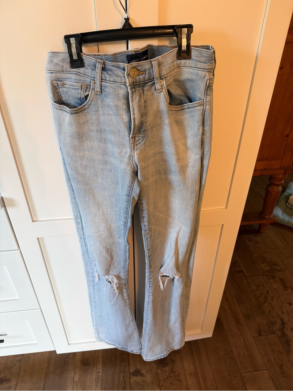 Lucky Brand Light Blue Boot Cut Jeans with Knee Distress